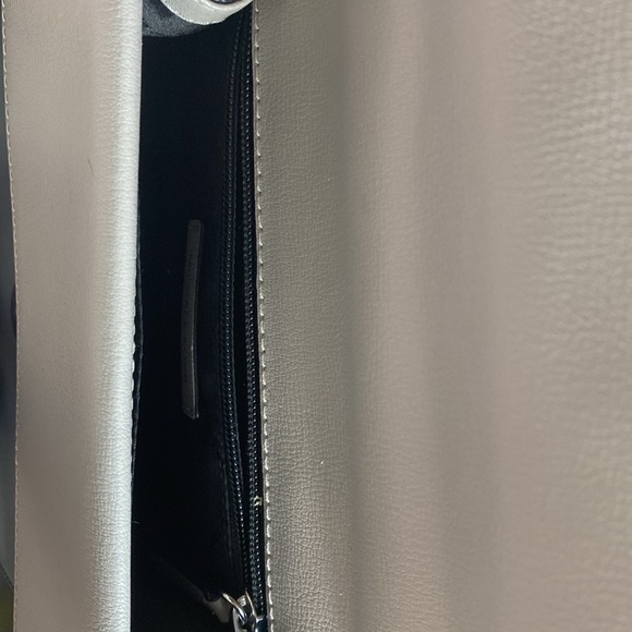 Black/Grey Michael Kors Leather Satchel. L 9 1/2” W 3 1/4” H 7” - Picture 4 of 7